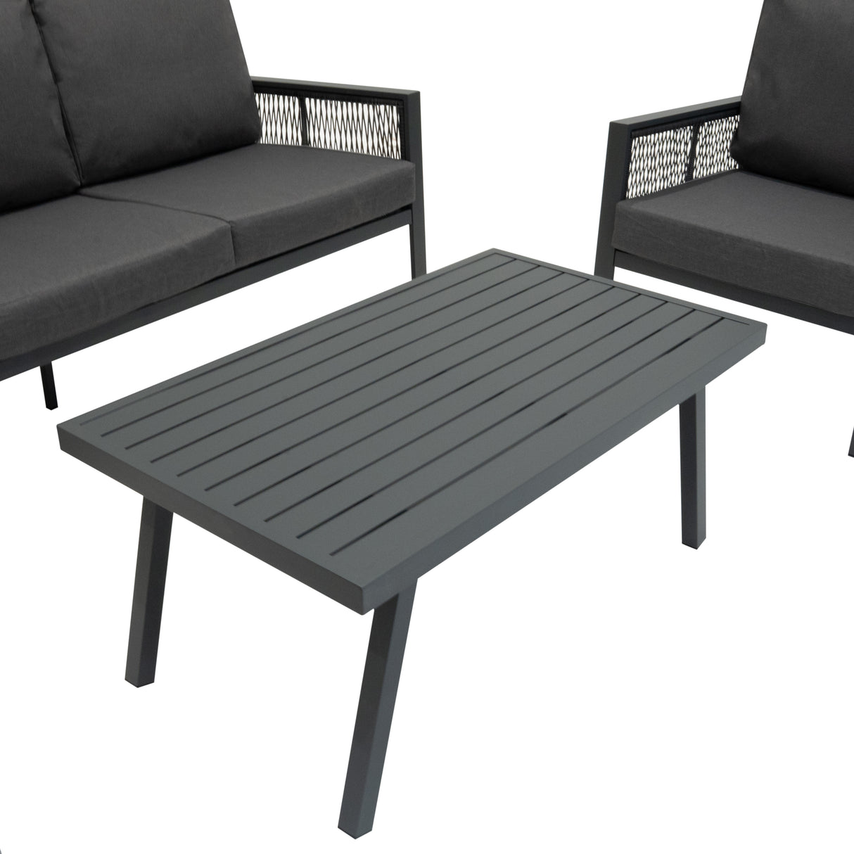 4-teilige Aluminium-Sofagarnitur – Anthrazitgrau