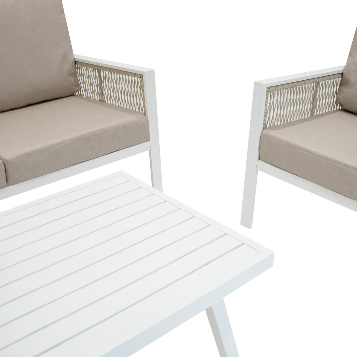 4-teilige Aluminium-Sofagarnitur – Weiß