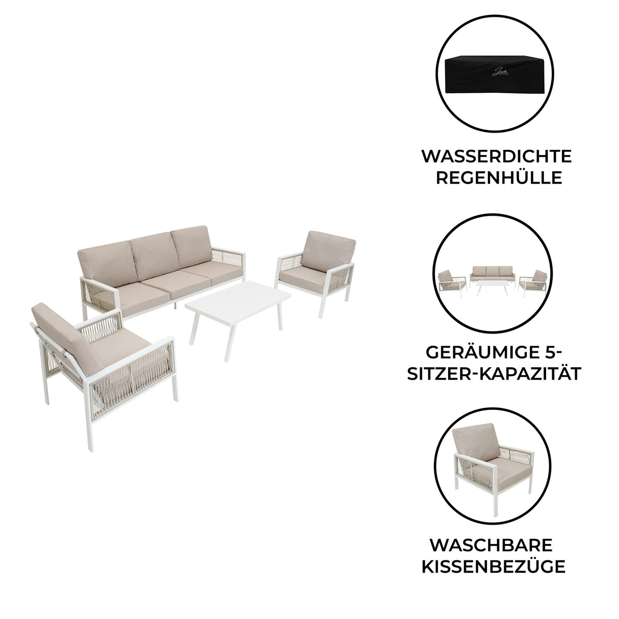4-teilige Aluminium-Sofagarnitur – Weiß