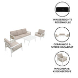4-teilige Aluminium-Sofagarnitur – Weiß