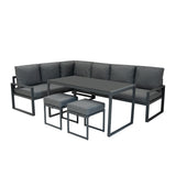 Aluminium 5-teiliges Ecksofa-Set - Anthrazitgrau