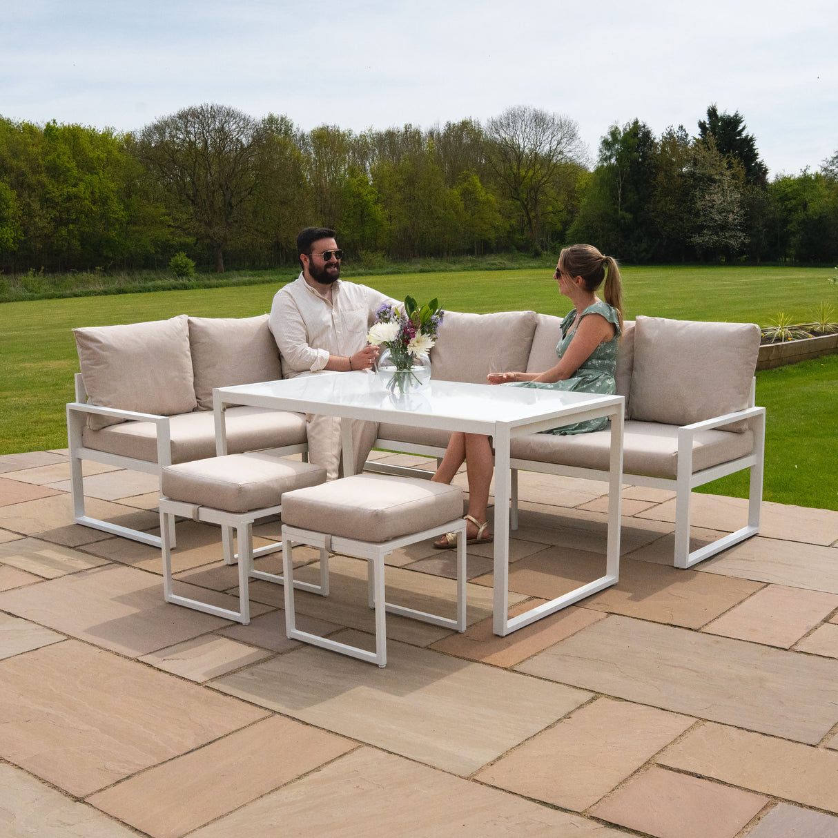 Aluminium 5-teiliges Ecksofa-Set - Weiß