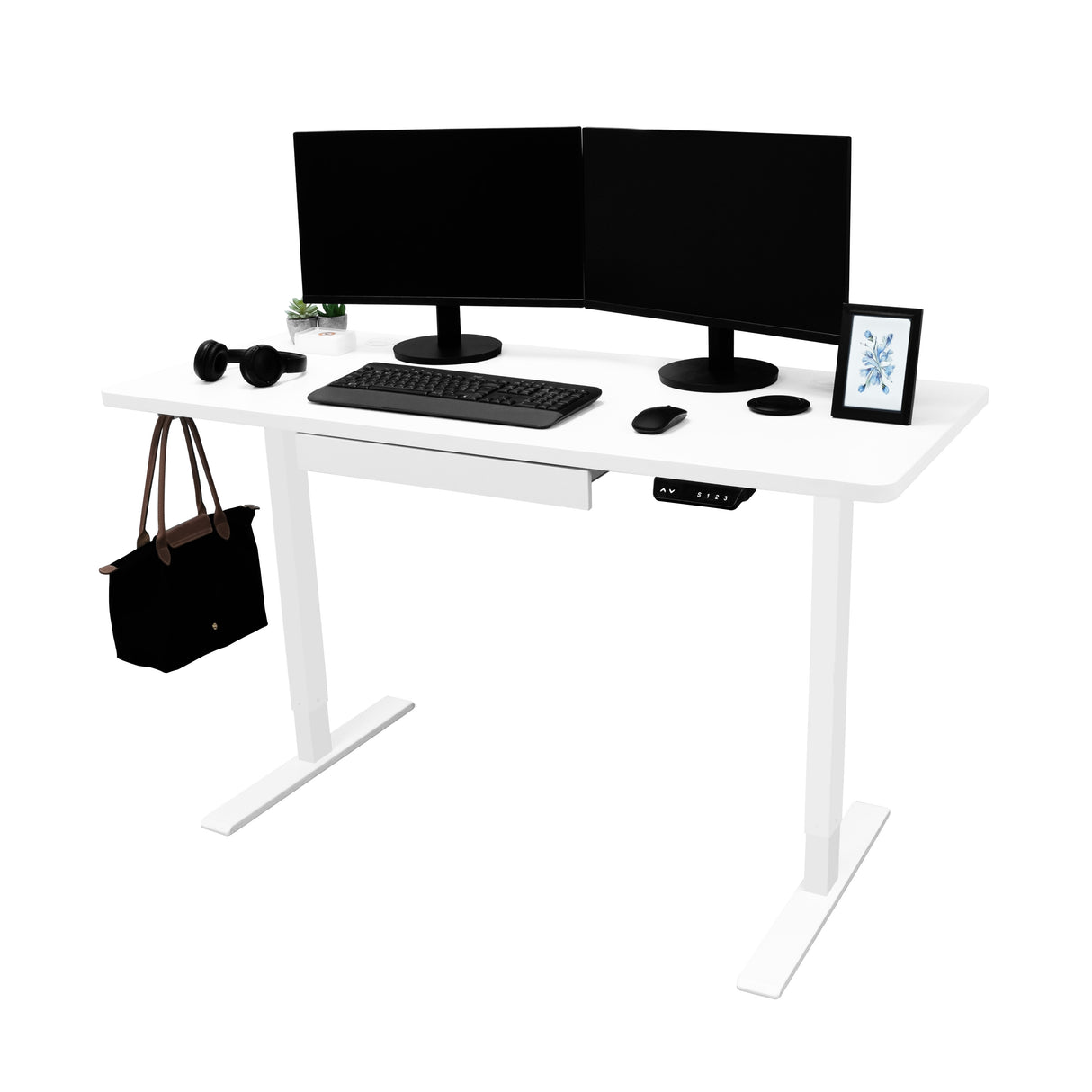 Elektrischer Stehschreibtisch mit Schublade – 140 cm x 60 cm
