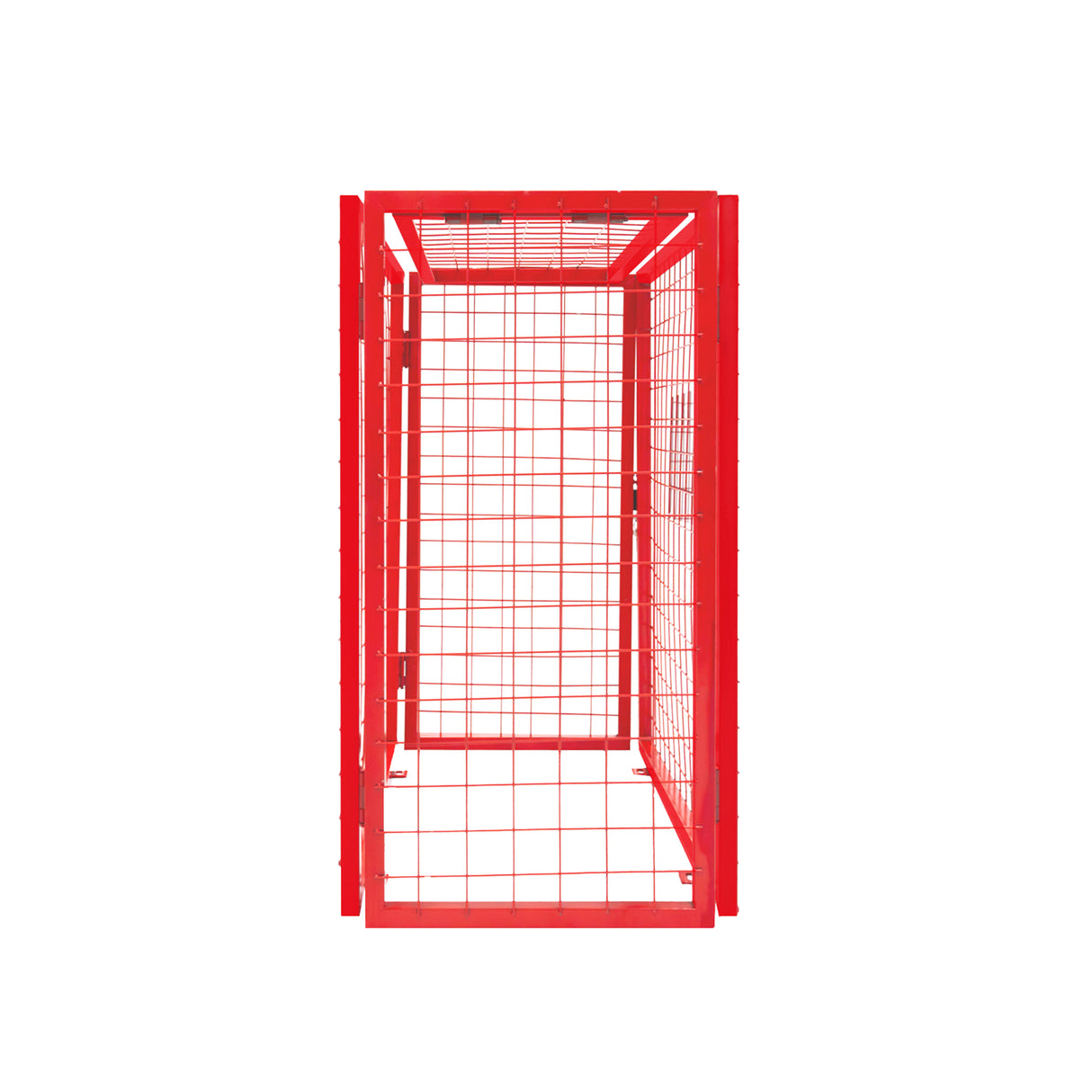 Zusammenklappbarer Gasflaschenschrank in leuchtendem Rot, aus robustem Metallgitter, bietet sicheren Stauraum für Gasflaschen, ideal für den Außenbereich