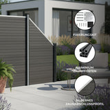 WPC Sichtschutzzaun Eckzaun Element – Grau