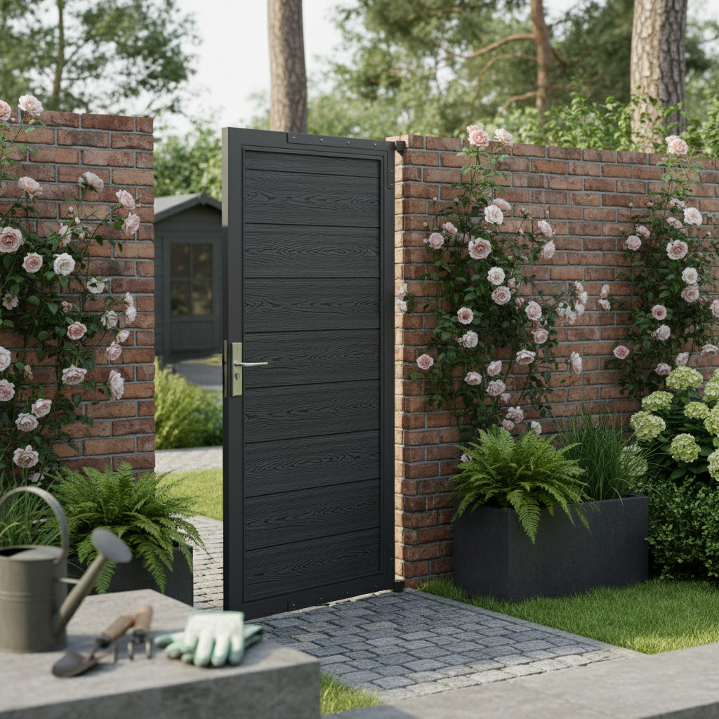 WPC Sichtschutzzaun Tor – Grau