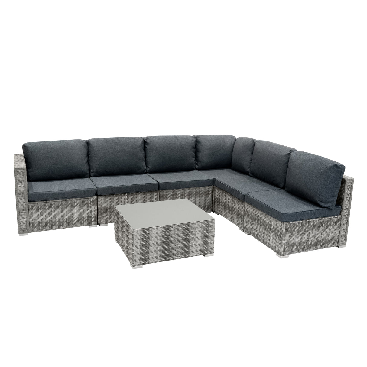 Rattan Modular 7-teiliges Möbelset – Grau