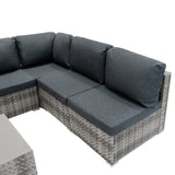 Rattan Modular 7-teiliges Möbelset – Grau