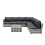 Rattan Modular 7-teiliges Möbelset – Grau