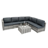 Rattan Modular 7-teiliges Möbelset – Grau