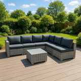 Rattan Modular 7-teiliges Möbelset – Grau
