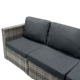 Rattan Modular 7-teiliges Möbelset – Grau