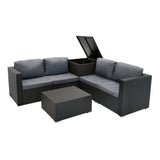 Rattan Modular 6-teiliges Möbelset – Schwarz