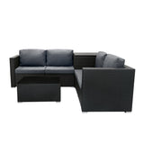 Rattan Modular 6-teiliges Möbelset – Schwarz