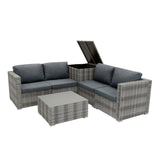 Rattan Modular 6-teiliges Möbelset – Grau