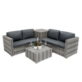 Rattan Modular 6-teiliges Möbelset – Grau