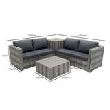 Rattan Modular 6-teiliges Möbelset – Grau
