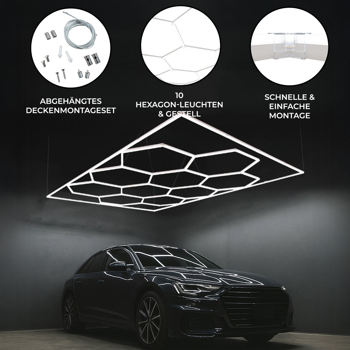 10 Hexagon LED-Leuchten – 2-in-1