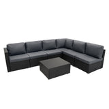 Rattan Modulares 7-teiliges Möbelset mit Aufbewahrungsbox 700L - Schwarz