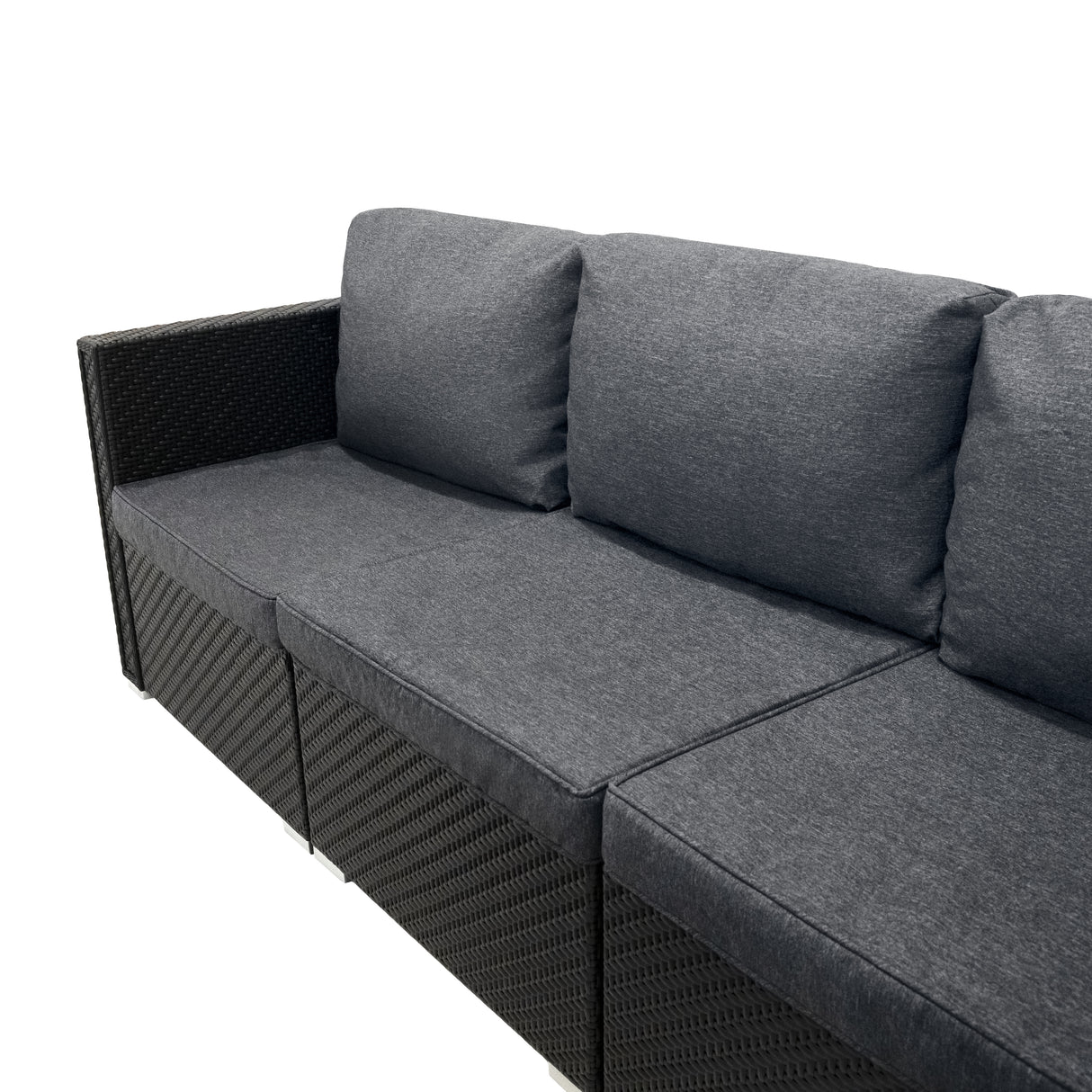 Rattan Modulares 7-teiliges Möbelset mit Aufbewahrungsbox 700L - Schwarz