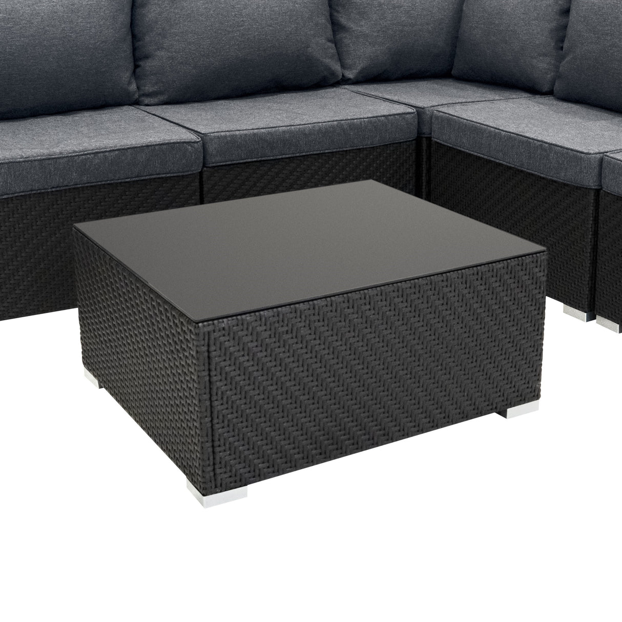 Rattan Modulares 7-teiliges Möbelset mit Aufbewahrungsbox 700L - Schwarz