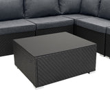 Rattan Modulares 7-teiliges Möbelset mit Aufbewahrungsbox 700L - Schwarz