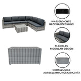 Rattan Modulares 7-teiliges Möbelset mit Aufbewahrungsbox 996L - Grau