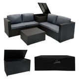 Serafina Rattan Modulares 6-teiliges Möbelset mit Aufbewahrungsbox 700L - Schwarz