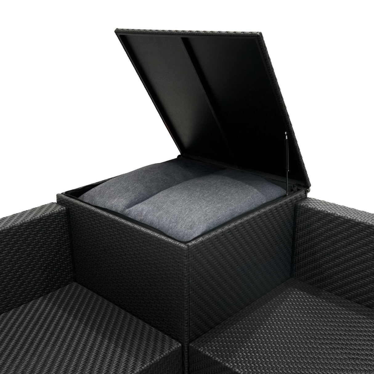 Serafina Rattan Modulares 6-teiliges Möbelset mit Aufbewahrungsbox 700L - Schwarz