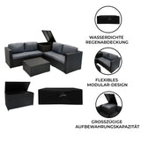Rattan Modulares 6-teiliges Möbelset mit Aufbewahrungsbox 700L - Schwarz