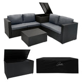 Serafina Rattan Modulares 6-teiliges Möbelset mit Aufbewahrungsbox 996L - Schwarz