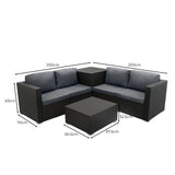 Serafina Rattan Modulares 6-teiliges Möbelset mit Aufbewahrungsbox 996L - Schwarz