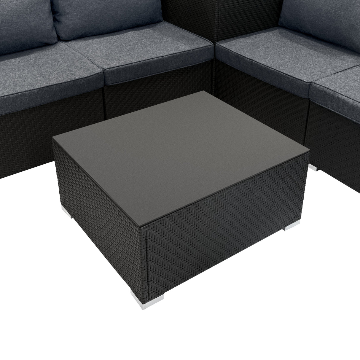 Serafina Rattan Modulares 6-teiliges Möbelset mit Aufbewahrungsbox 996L - Schwarz