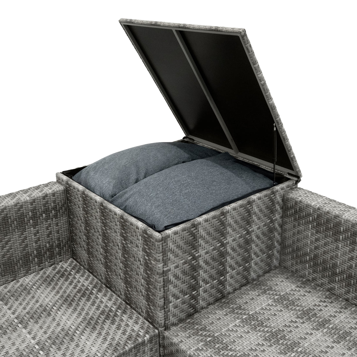 Rattan Modulares 6-teiliges Möbelset mit Aufbewahrungsbox 700L - Grau