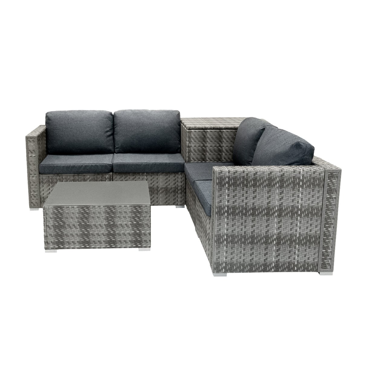 Rattan Modulares 6-teiliges Möbelset mit Aufbewahrungsbox 700L - Grau