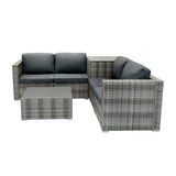 Rattan Modulares 6-teiliges Möbelset mit Aufbewahrungsbox 700L - Grau