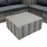 Rattan Modulares 6-teiliges Möbelset mit Aufbewahrungsbox 700L - Grau