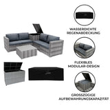 Rattan Modulares 6-teiliges Möbelset mit Aufbewahrungsbox 996L - Grau