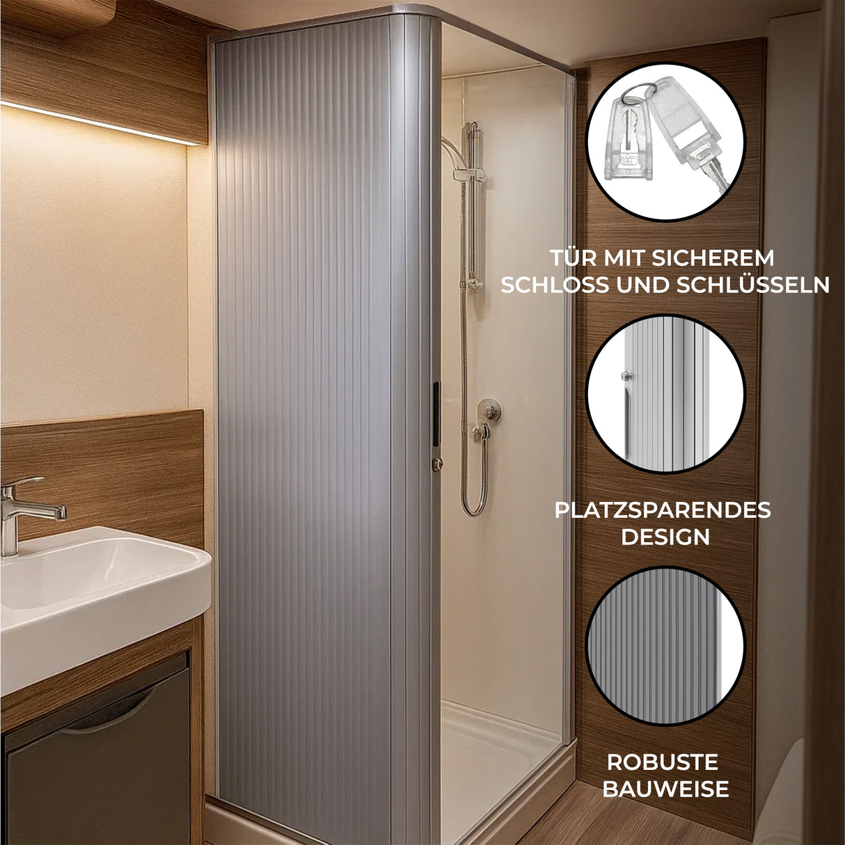 Rollladen Duschtür – Silber