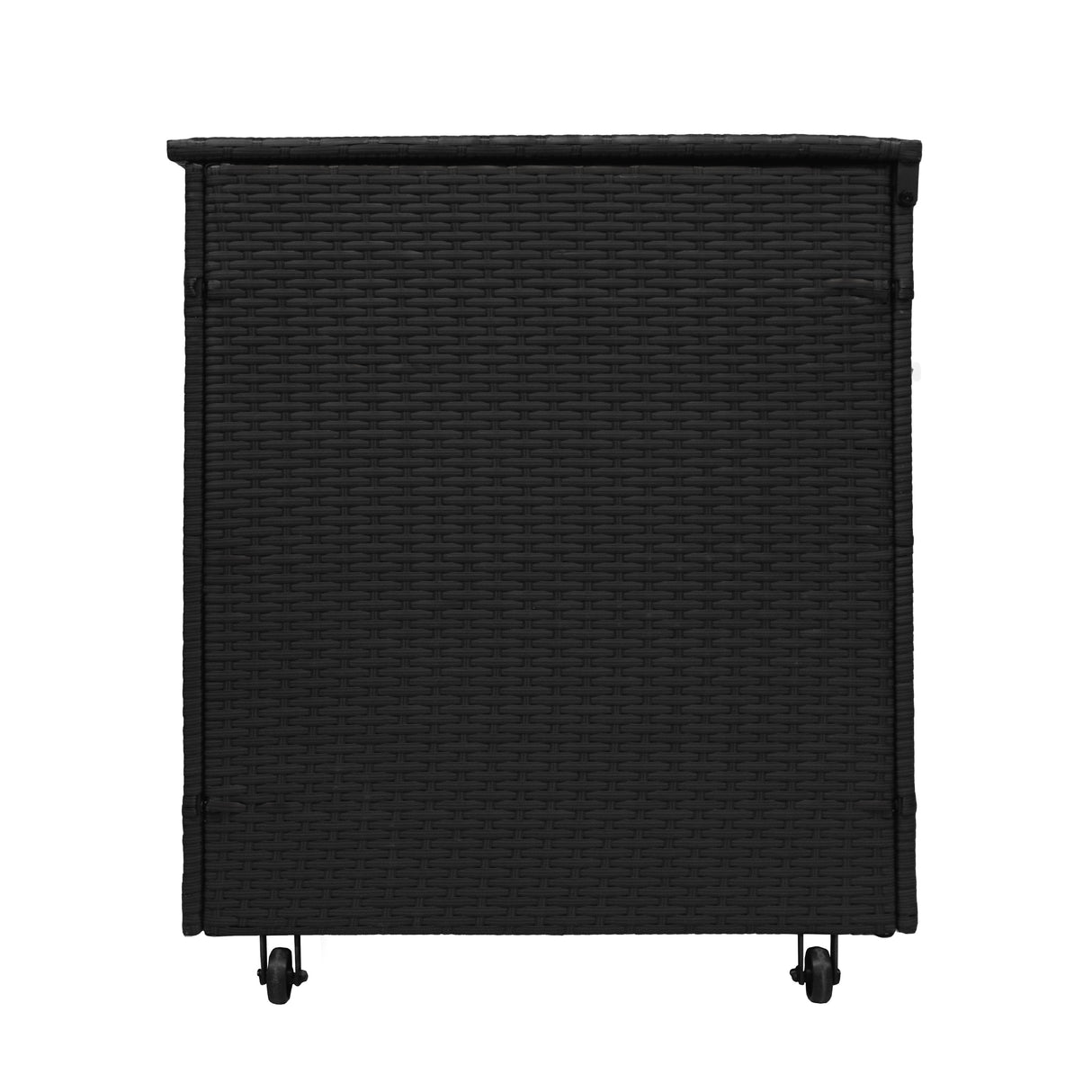 4-teilige Aluminium-Sofagarnitur mit schwarzer Rattan-Aufbewahrungsbox – Weiß