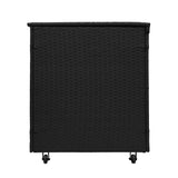 4-teilige Aluminium-Sofagarnitur mit schwarzer Rattan-Aufbewahrungsbox – Weiß