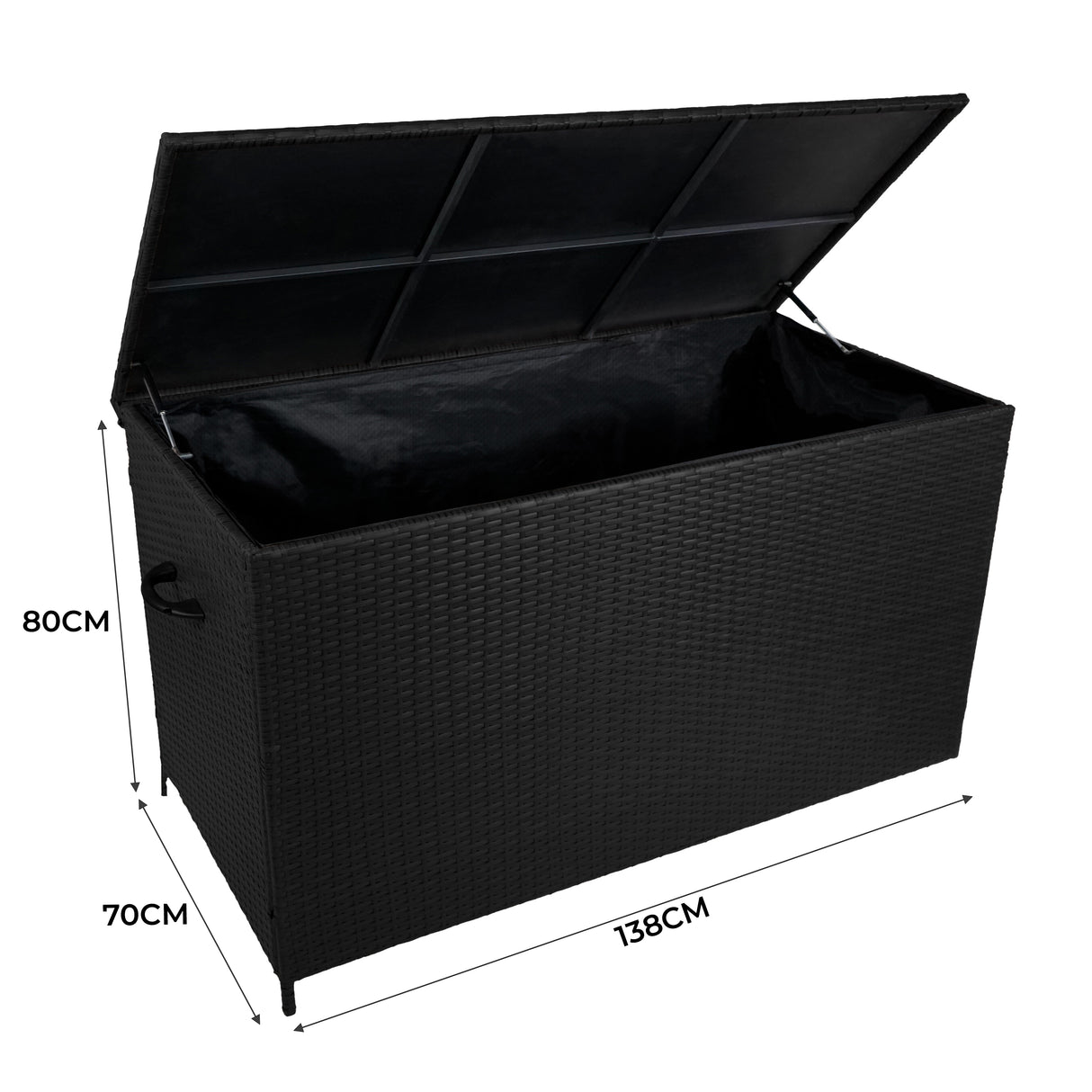 4-teilige Aluminium-Sofagarnitur mit schwarzer Rattan-Aufbewahrungsbox – Weiß