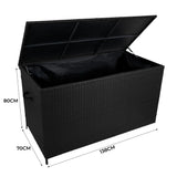 4-teilige Aluminium-Sofagarnitur mit schwarzer Rattan-Aufbewahrungsbox – Weiß