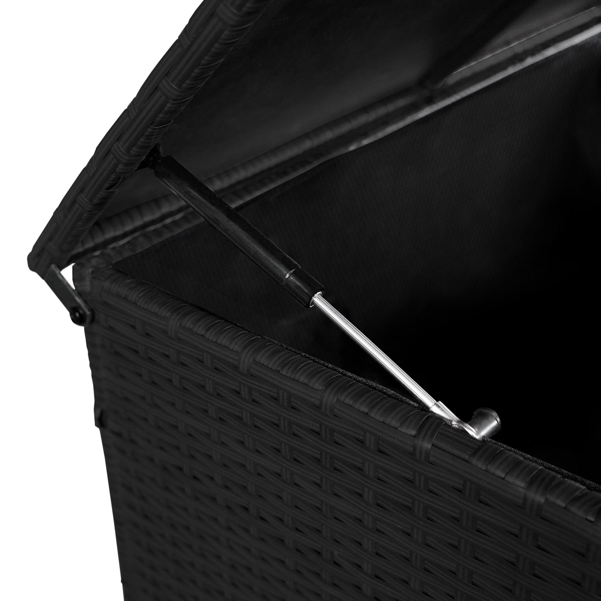 4-teilige Aluminium-Sofagarnitur mit schwarzer Rattan-Aufbewahrungsbox – Weiß