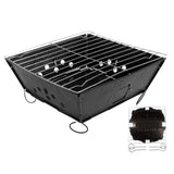 Tragbarer Grill aus robustem Metall mit verchromtem Grillrost, ideal für das Grillen mit Eichenholzchips, kompakt und leicht für unterwegs