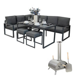 Tisch-Pizzaofen & Aluminium-Ecksofa-Set – Anthrazitgrau