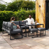 Tisch-Pizzaofen & Aluminium-Ecksofa-Set – Anthrazitgrau