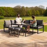 Tisch-Pizzaofen & Aluminium-Ecksofa-Set – Anthrazitgrau
