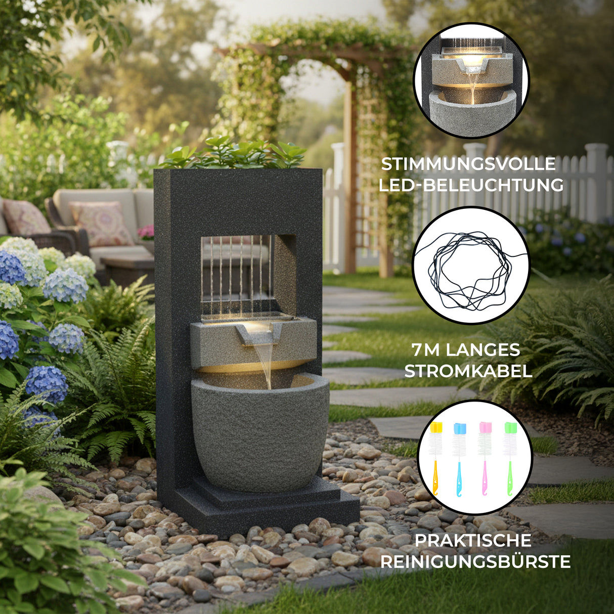 Elektrisches Wasserspiel – "Kaskadenquellen"