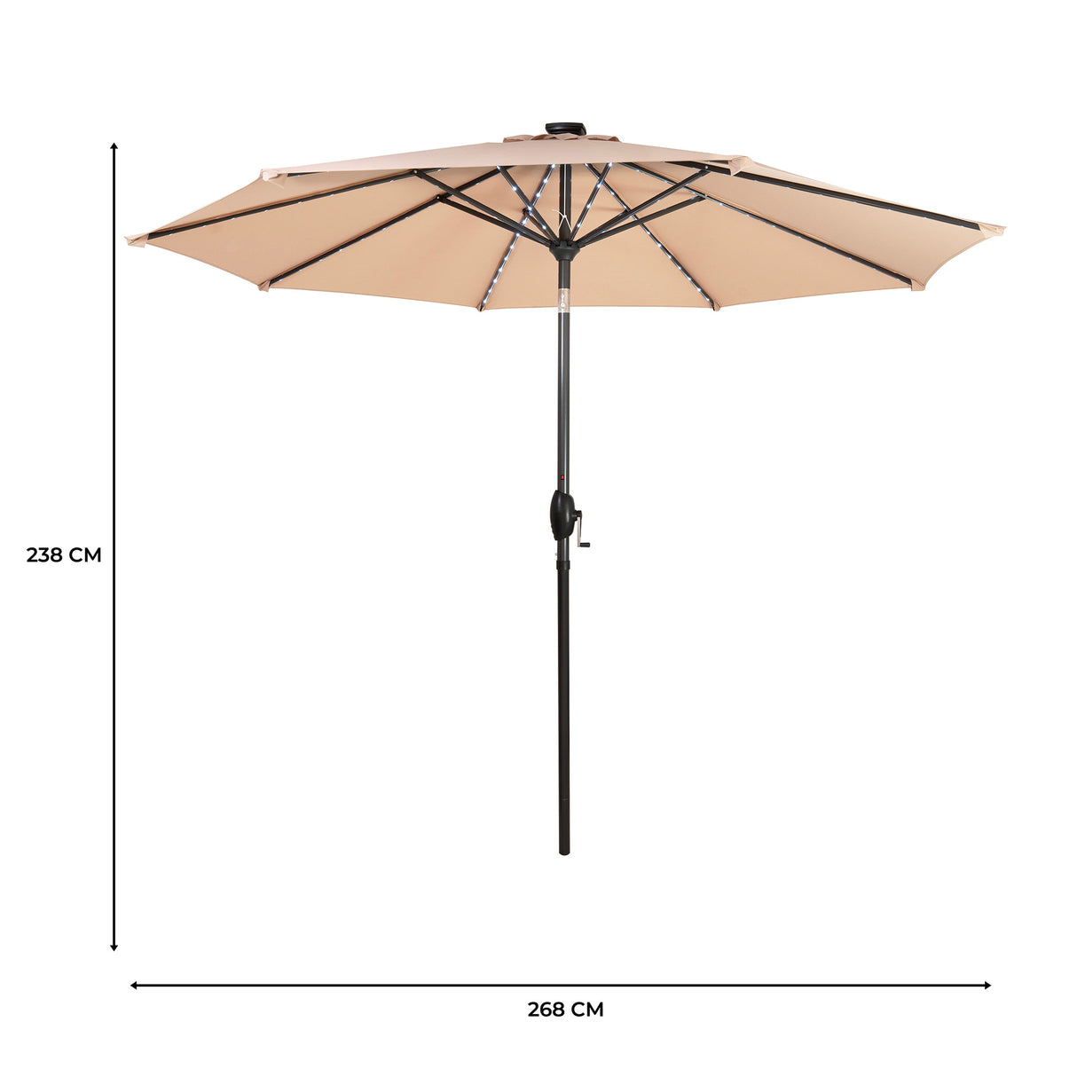 LED-Kipp-Sonnenschirm 2,7m - Beige